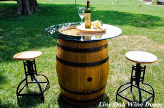 wedding rental wine table and barstools