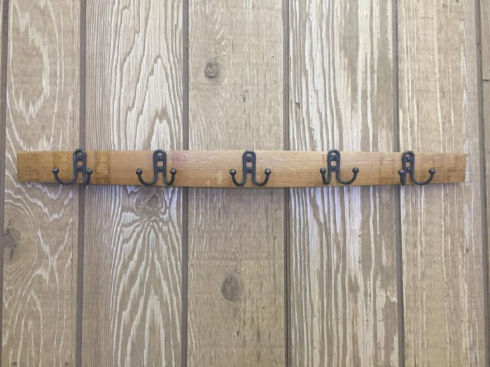 Stave Coat Rack with Small Double Hooks 1