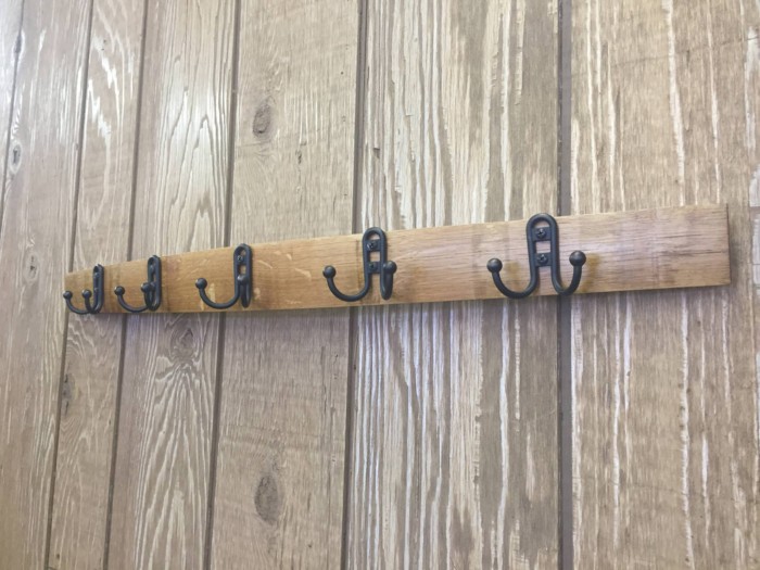 Stave Coat Rack with Small Double Hooks 3