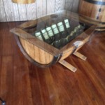 find a coffee table made from wine barrel