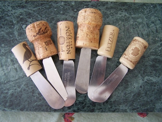used wine corks make cheese spreaders