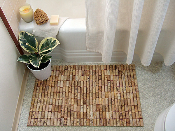 used wine corks make a bath mat