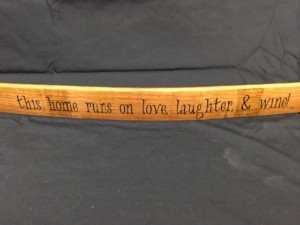 This Home Runs On Love Laughter and Wine Painted Wine Barrel Stave Sign 3